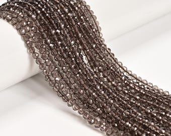 Natural Light Smoky Quartz Faceted Round Beads Size 3mm 4mm 15.5" Strand