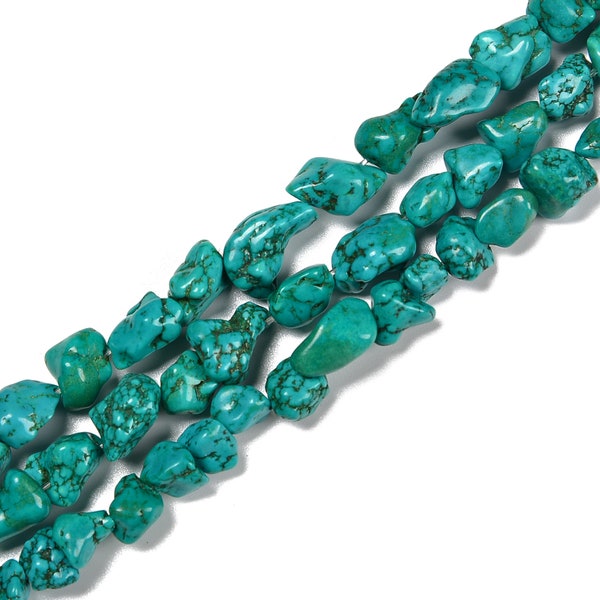 Dark Green Turquoise Nugget Chunk Beads Size 8-10mm 15.5'' Strand