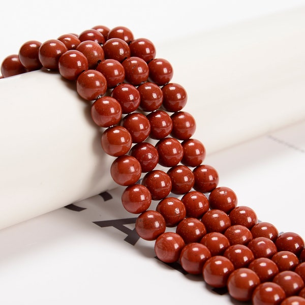 Natural Red Poppy Jasper Smooth Round Beads 4mm 6mm 8mm 10mm 12mm 15.5" Strand