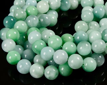 Natural Green Jadeite Jade Smooth Round Beads Size 14mm 16mm 15.5'' Strand