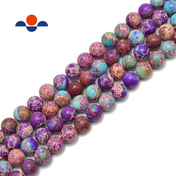 Purple Sea Sediment Imperial Jasper Smooth Round Beads 6mm 8mm 10mm 15.5''Strand