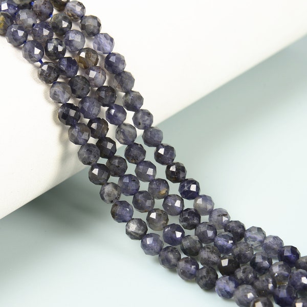 Natural Iolite Faceted Round Beads 2mm 3mm 4mm 6mm 15.5" Strand