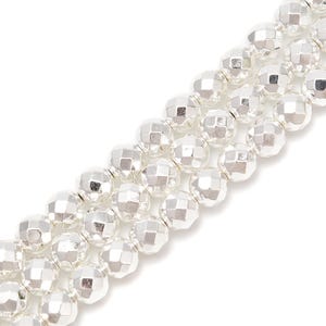 Titanium Silver Hematite Faceted Round Beads 2mm 3mm 4mm 6mm 8mm 10mm 15.5&quot;Strnd