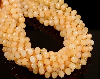 Yellow Calcite Color Dyed Jade Faceted Rondelle Beads Size 6x8mm 15.5'' Strand