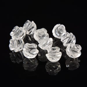 Clear Quartz Hand Carved Rose Flower Gemstone Beads 10mm 12mm 10pcs Per Strand