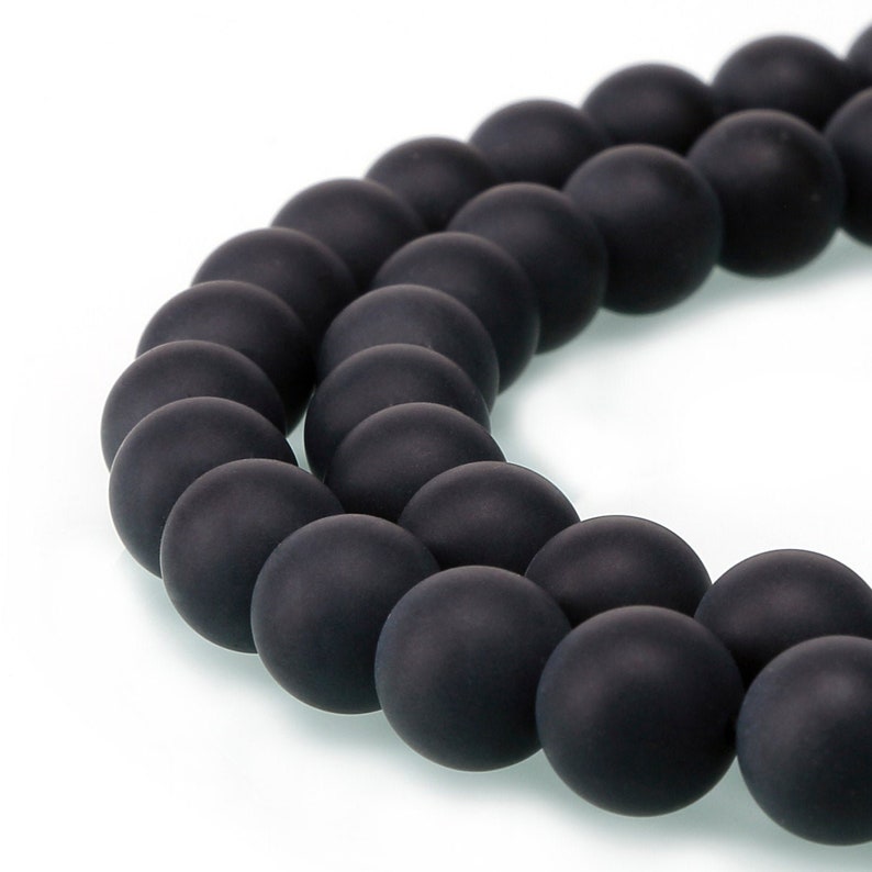 Black Onyx Matte Round Beads 4mm 6mm 8mm 10mm 12mm Approx 15.5 Strand image 5