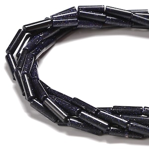 Cuentas cilíndricas de arenisca azul, tamaño 4 x 13 mm, tira de 15,5 pulgadas imagen 2