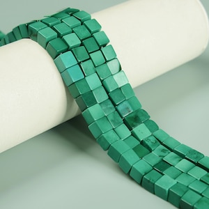 Dark Green Turquoise Smooth Cube Beads Size 6mm 8mm 15.5&#39;&#39; Strand