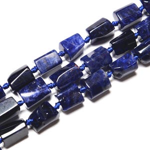 Natural Sodalite Faceted Cylinder Tube Beads Size 8x10mm 15.5&quot; Strand