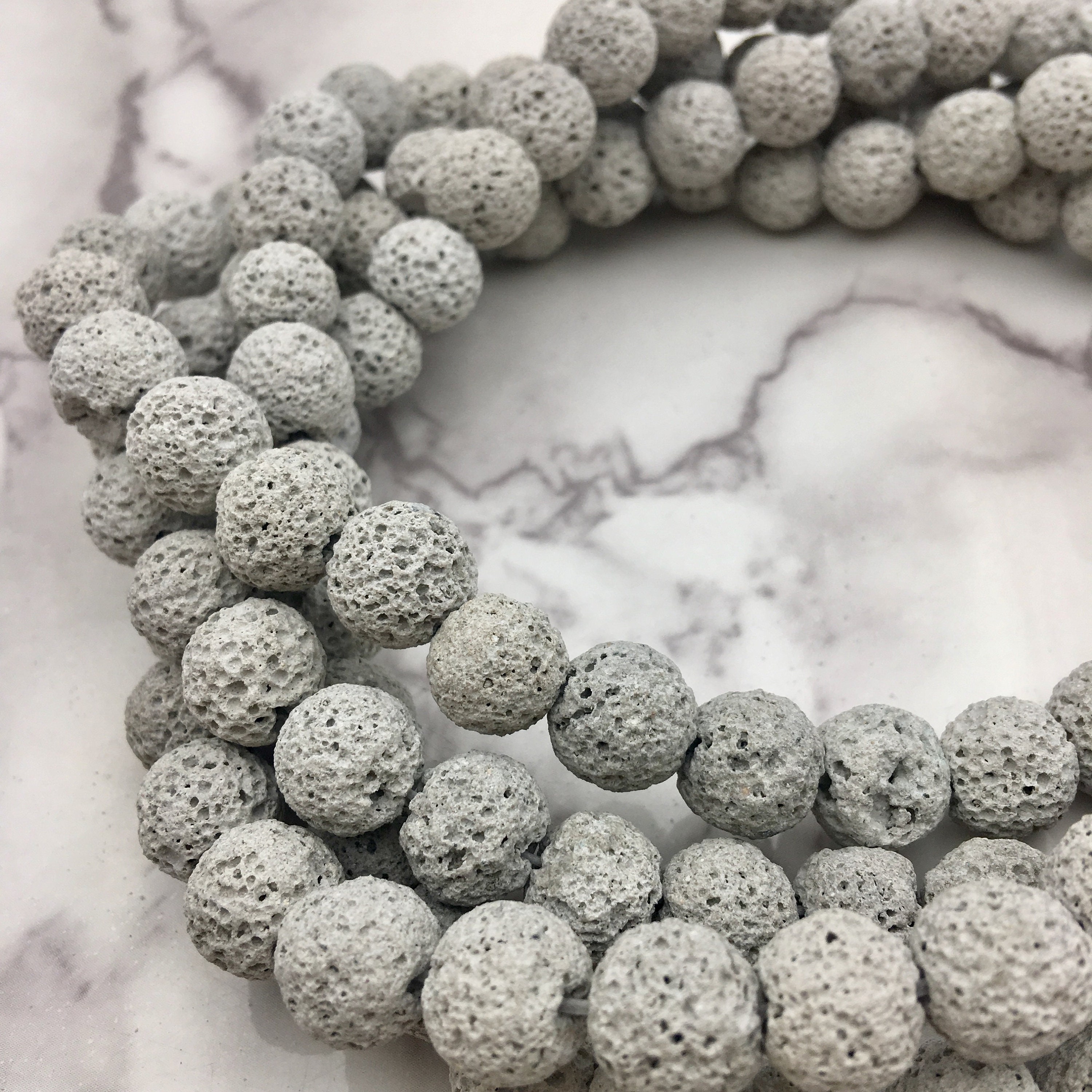 Light Gray Lava Rock Stone Beads 6mm 8mm 10mm 15.5 Strand