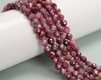 Natural Red Tourmaline Faceted Round Beads Size 4mm 5mm 15.5'' Strand