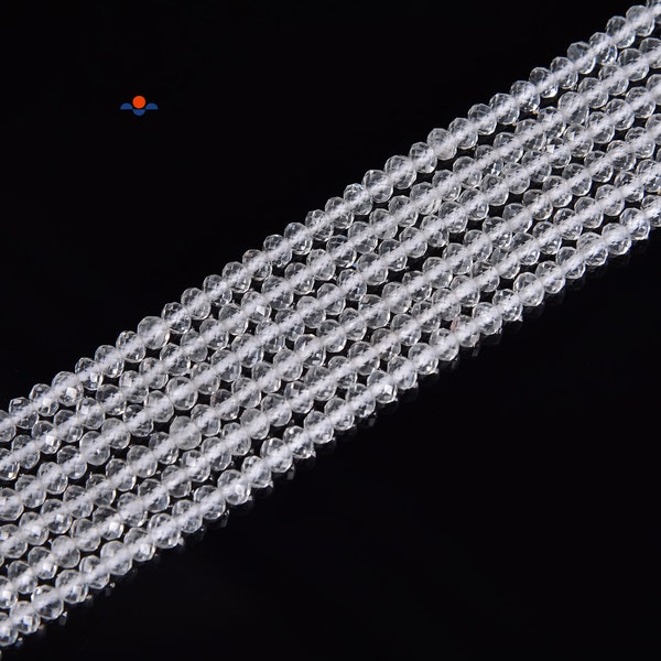 Clear Quartz Faceted Rondelle Beads 2x3mm 3x4mm 3x6mm 4x6mm 6x8mm 15.5''Strand