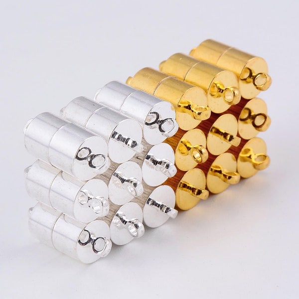 Silver/ Gold Color Plated Strong Magnetic Clasps Cylinder Shape 5pcs