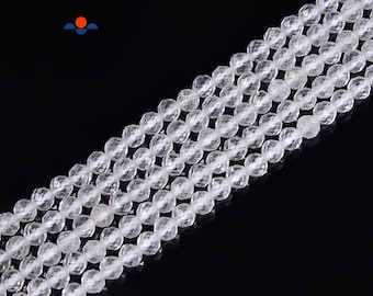 Natural Clear Quartz Faceted Round Beads Size 2mm 3mm 4mm 15.5'' Strand