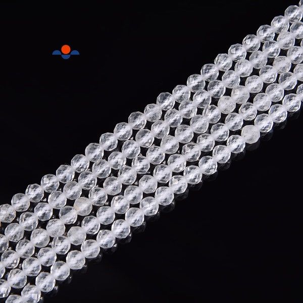 Natural Clear Quartz Faceted Round Beads Size 2mm 3mm 4mm 15.5'' Strand