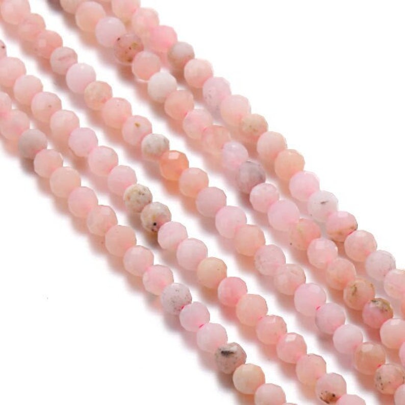 Pink Opal Faceted Round Beads 2mm 3mm 4mm 15.5 Strand image 2