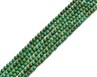 Dark Green Turquoise Smooth Round Beads Size 3mm 15.5'' Strand