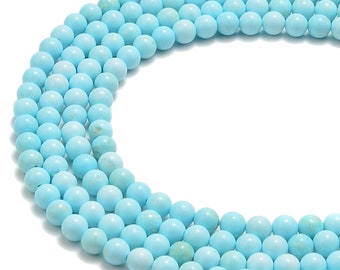 Light Blue Turquoise Smooth Round Beads 4mm 6mm 8mm 10mm 15.5" Strand