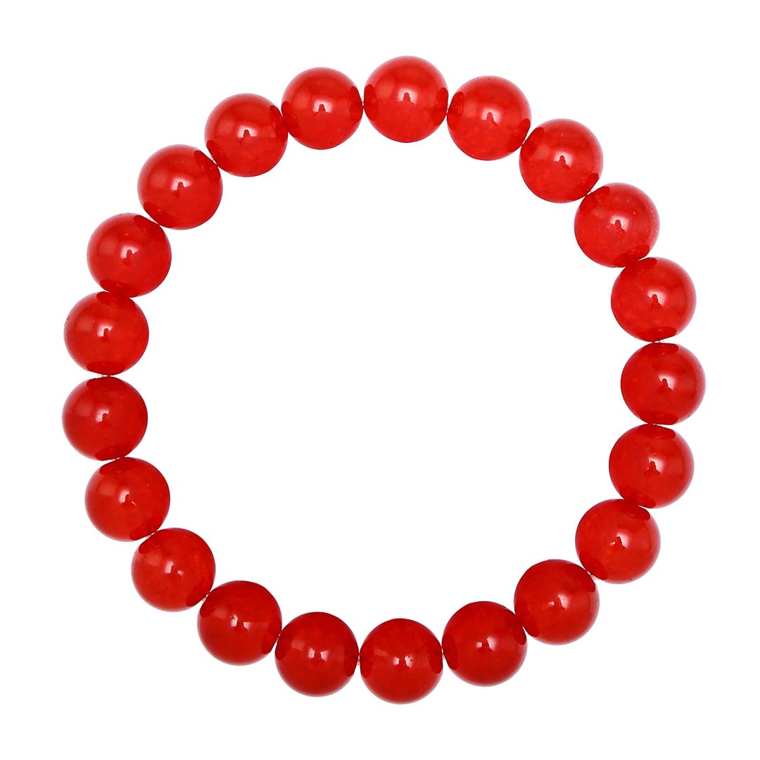 Red Dyed Jade Bracelet Smooth Round Size 8mm 10mm 7.5