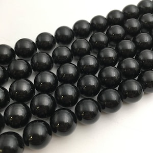 Natural Black Tourmaline Smooth Round Beads 4mm 6mm 8mm 10mm 12mm 14mm 15.5Strd image 2