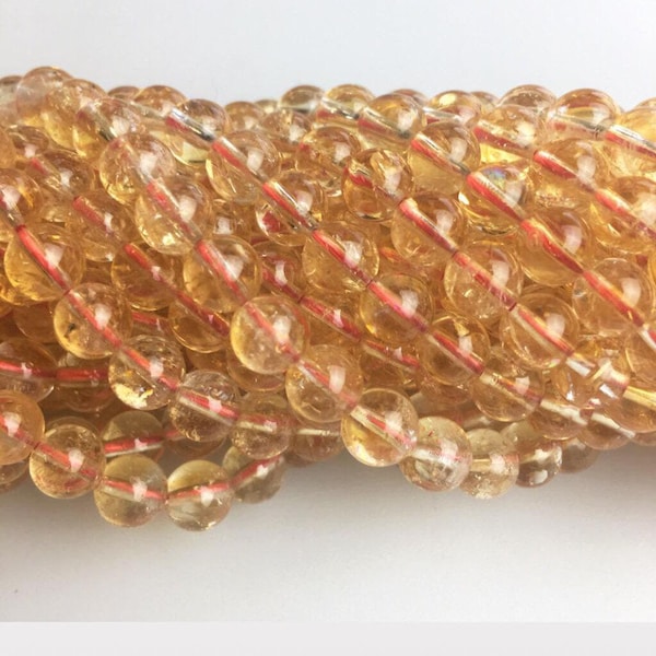 Citrine Smooth Round Beads 4mm 5mm 6mm 7mm 8mm 10mm 12mm 15.5" Strand