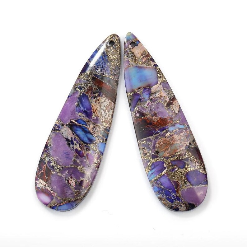 Purple Imperial Jasper Pendant LeafDrop Shape Size 20x60mm PEN-20190119-2 1 pair bag Sale by bag Item No.