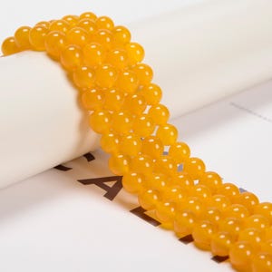 Dark Yellow Dyed Jade Smooth Round Beads 4mm 6mm 8mm 10mm 15.5&quot; Strand