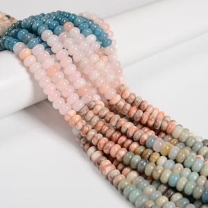 02-Multi-color Gemstone Smooth Rondelle Beads Size 5x8mm 15.3'' Strand