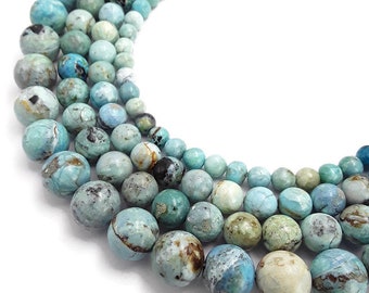 Peruvian Blue Opal Smooth Round Beads 6mm 8mm 10mm 12mm 15.5" Strand