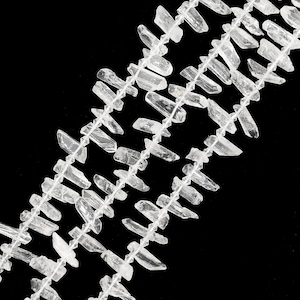 Clear Quartz Smooth Side Drilled Stick Points Size 15x25mm 15.5" Strand