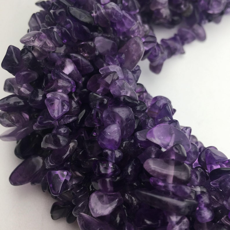 Amethyst Irregular Pebble Nugget Chips Beads Size 7-8mm 34 Strand image 3