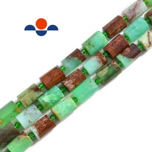 Natural Chrysoprase Faceted Cylinder Tube Beads Size 10x14mm 15.5&quot; Strand