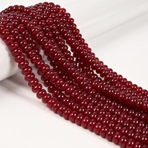 Ruby Red Color Dyed Jade Smooth Rondelle Beads Size 5x8mm 15.5'' Strand