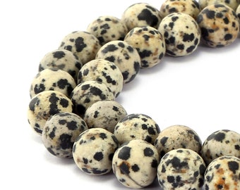 Dalmatian Jasper Matte Round Beads 4mm 6mm 8mm 10mm 12mm 15.5" Strand