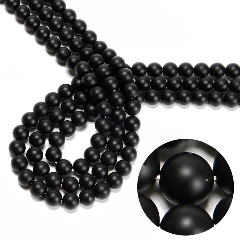 Black Onyx Matte Round Beads 4mm 6mm 8mm 10mm 12mm Approx 15.5 Strand image 2