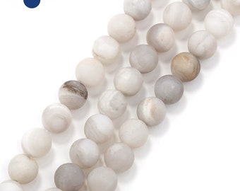 White Agate Matte Round Beads 4mm 6mm 8mm 10mm 12mm 15.5" Strand