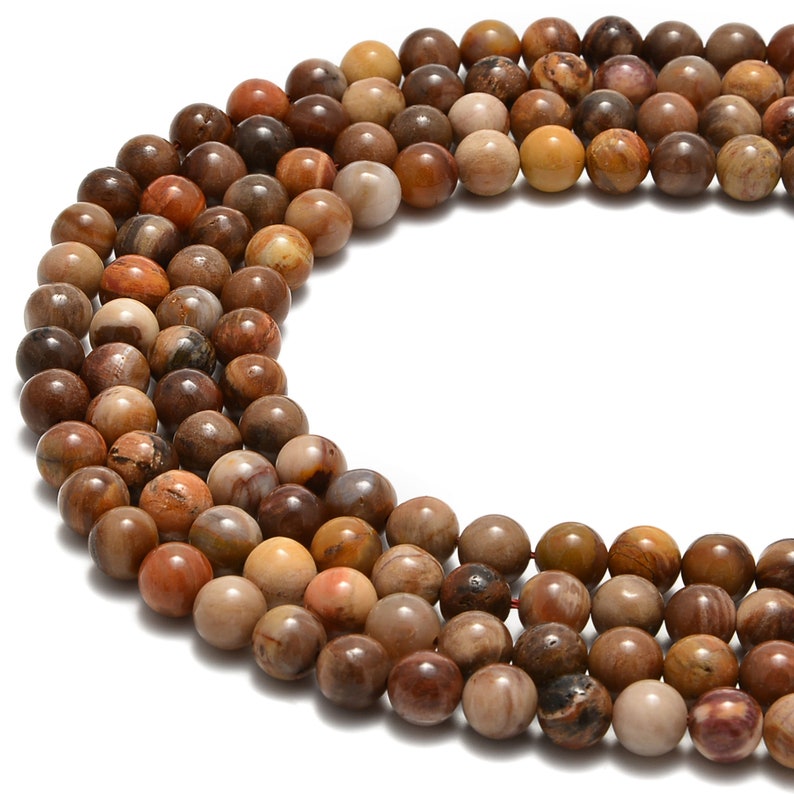 Natural Petrified Wood Smooth Round Beads 6mm 8mm 10mm 12mm Etsy
