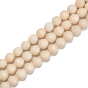 Natural Ivory Jasper Faceted Round Beads Size 6mm 8mm 10mm 15.5&#39;&#39; Strand