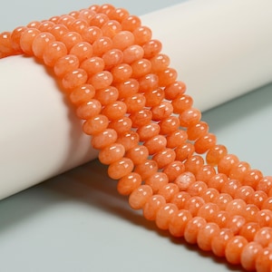 Orange Color Dyed Jade Smooth Rondelle Beads Size 5x8mm 15.5&#39;&#39; Strand