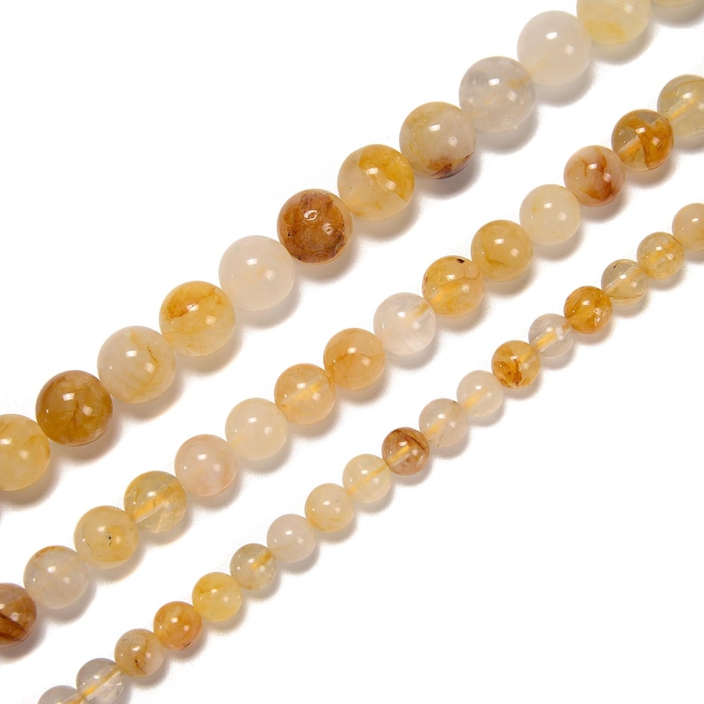 Natural Golden Healer Quartz Smooth Round Beads Size 6mm 8mm 10mm 14.5'' Strand image 3