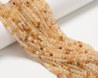 Natural Golden Healer Quartz Smooth Round Beads Size 3mm 4mm 15.5'' Strand