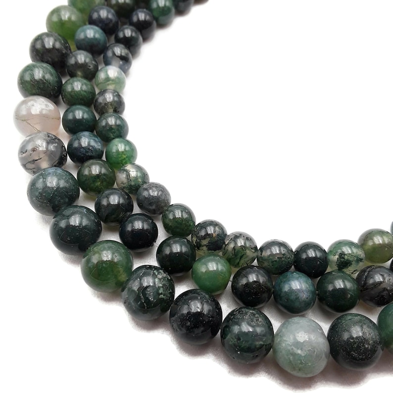 Green Moss Agate Smooth Round Beads 4mm 6mm 8mm 10mm Approx 15.5 Strand image 6
