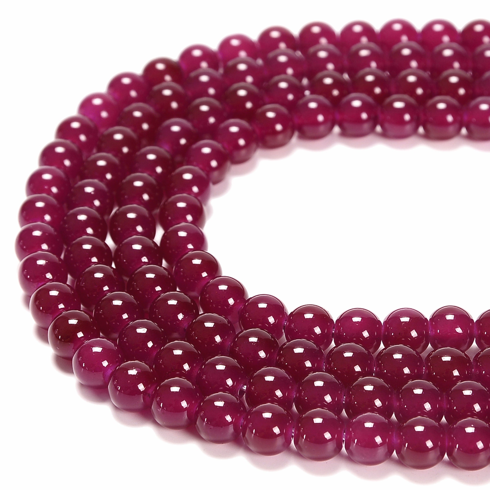 Jelly Purple Crystal Glass Smooth Round Beads Size 6mm 8mm 10mm