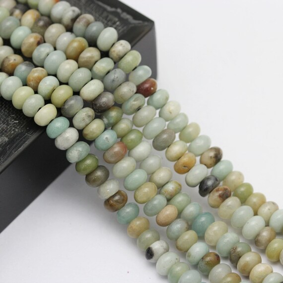 2.0mm Large Hole Matte Amazonite Rondelle Loose Beads 8/" Long Size 5x8mm//6x10mm