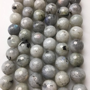 White Labradorite Faceted Round Beads 4mm 6mm 8mm 10mm 12mm 14mm 15.5&quot; Strand