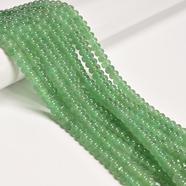 Natural Green Aventurine Smooth Rondelle Beads Size 5x8mm 15.5" Strand