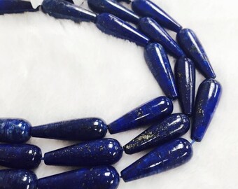 Lapis Lazuli Smooth Teardrop Beads Size 10x30mm 15.5" Strand