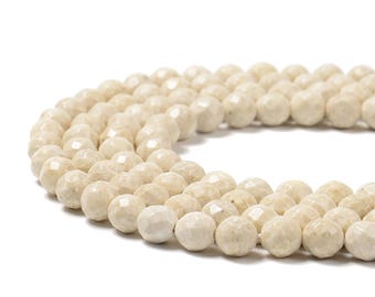 Natural River Stone Faceted Round Beads 4mm 6mm 8mm 10mm 12mm 15.5" Strand