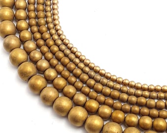 Gold Hematite Matte Round Beads Size 2mm 3mm 4mm 6mm 8mm 10mm 12mm 15.5" Strand