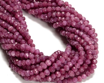 Purple Tourmaline Color Dyed Jade Faceted Rondelle Beads Size 5x6mm 15.5''Strand